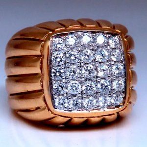 18 Karat 1 Carat Diamond Dome Ring Mod Deco Detail